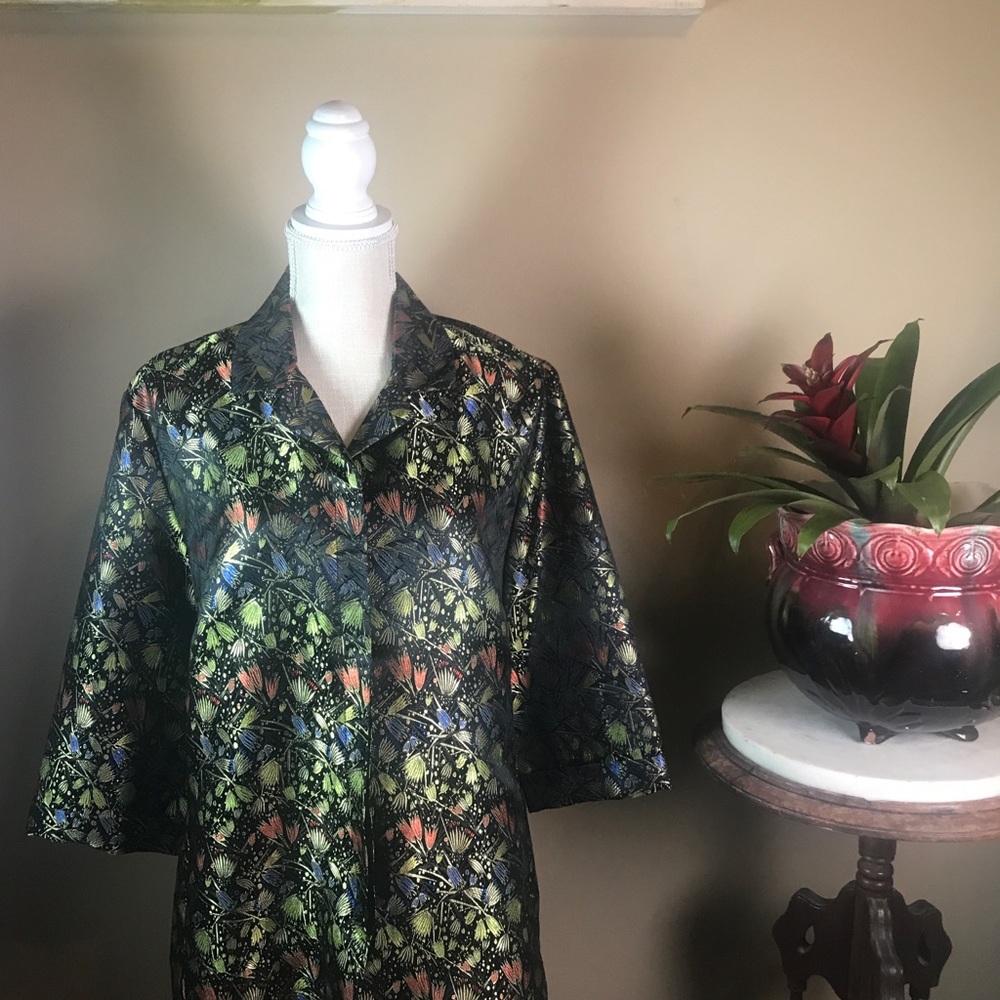 Chico's Design Artsy Floral Asian Tunic Kimono